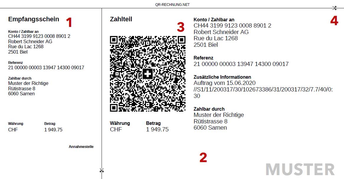 Abbildung des Zahlteils einer QR-Rechnung