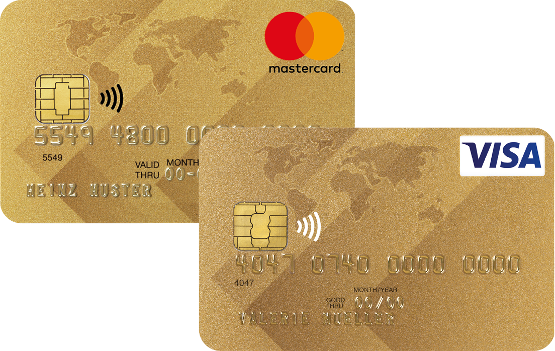 Bild der Mastercard und Visa Gold in Fremdwährung
